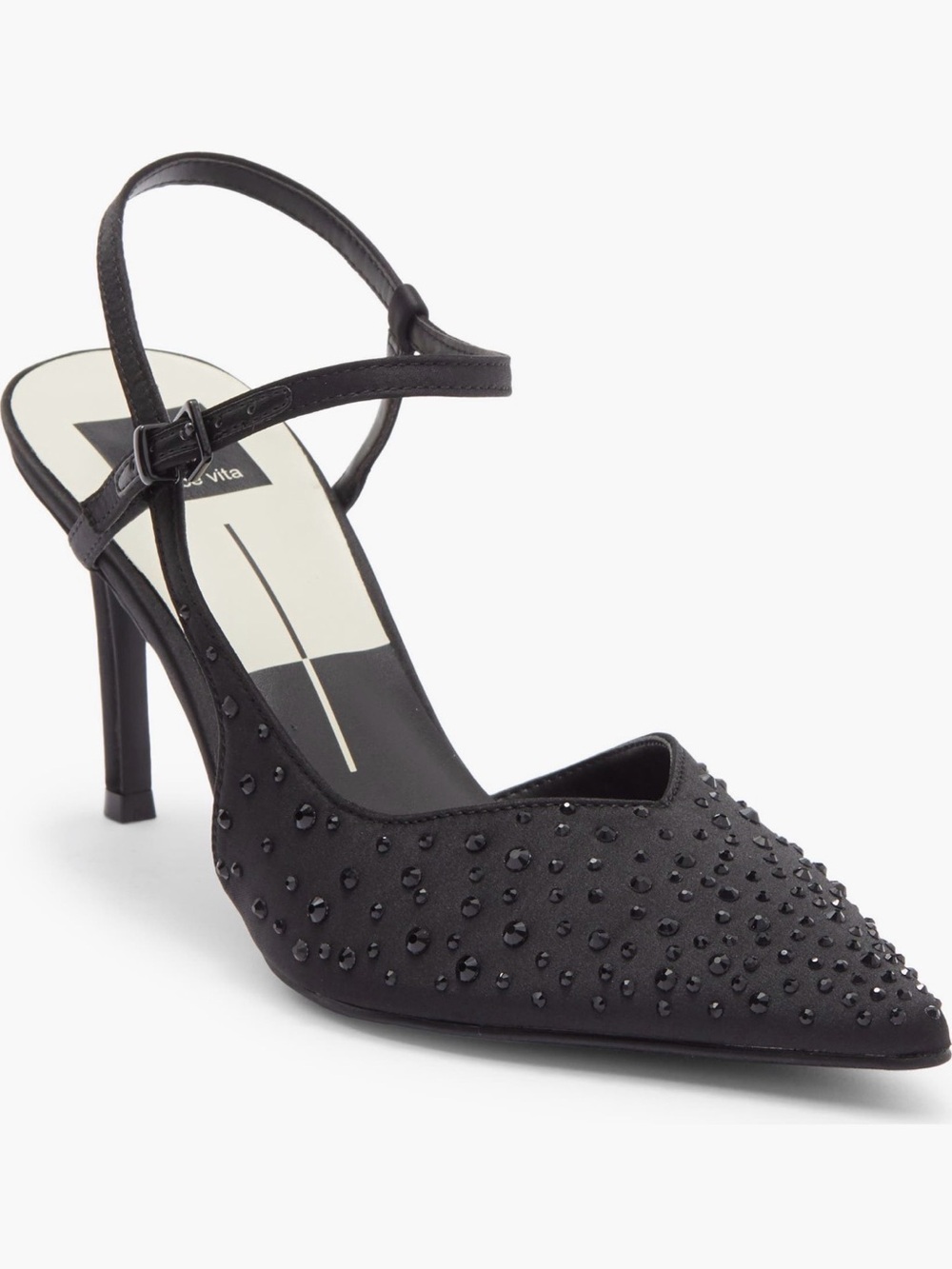 Dolce Vita Black Studded Pointed-Toe Slingback Heels
